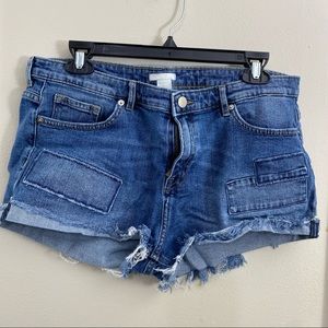 H&M patchwork mid-waisted Jean shorts